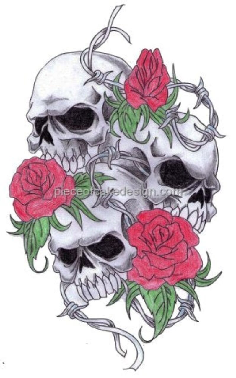 Skull and Flowers