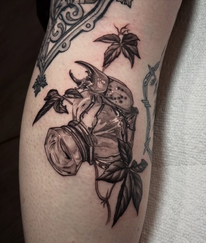 Beetle and Leaves