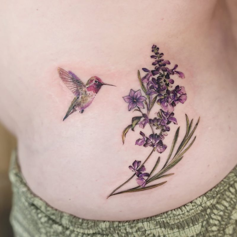 Hummingbird and Flowers