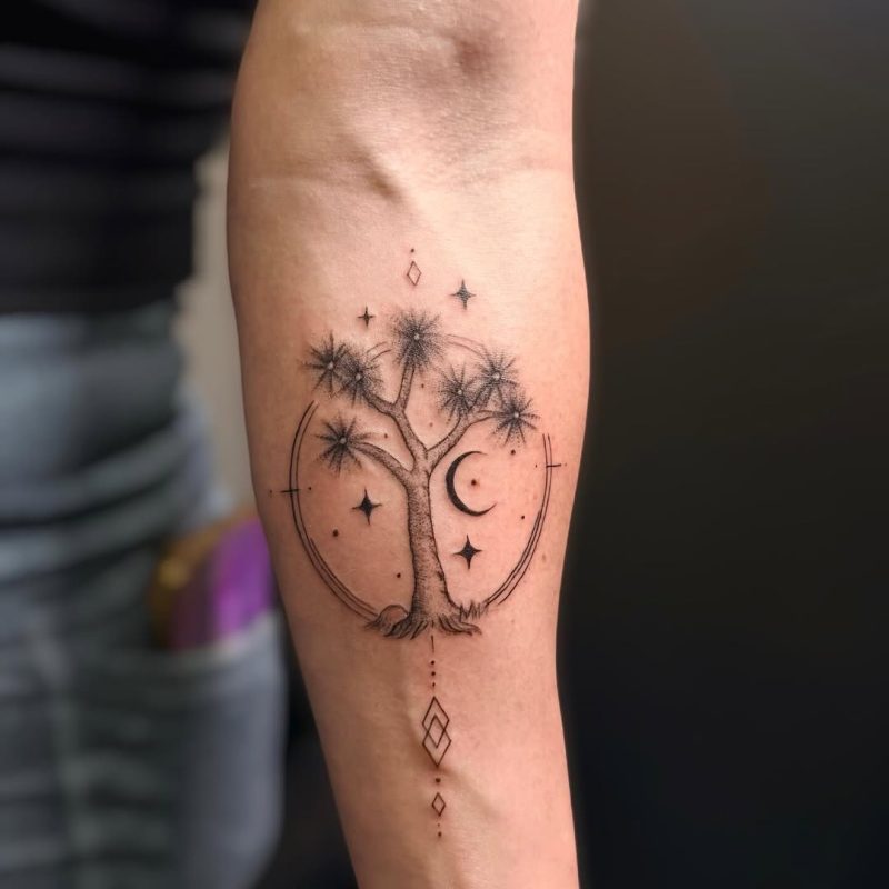 Dotwork Tree Moon