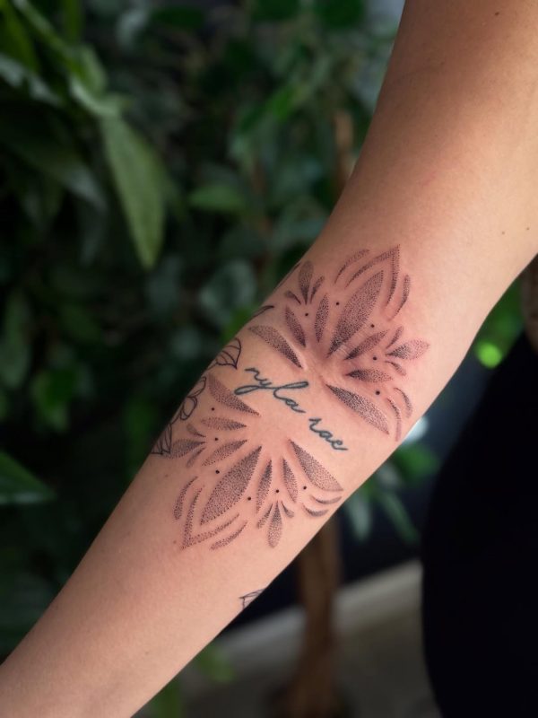 Dotwork Floral Frame