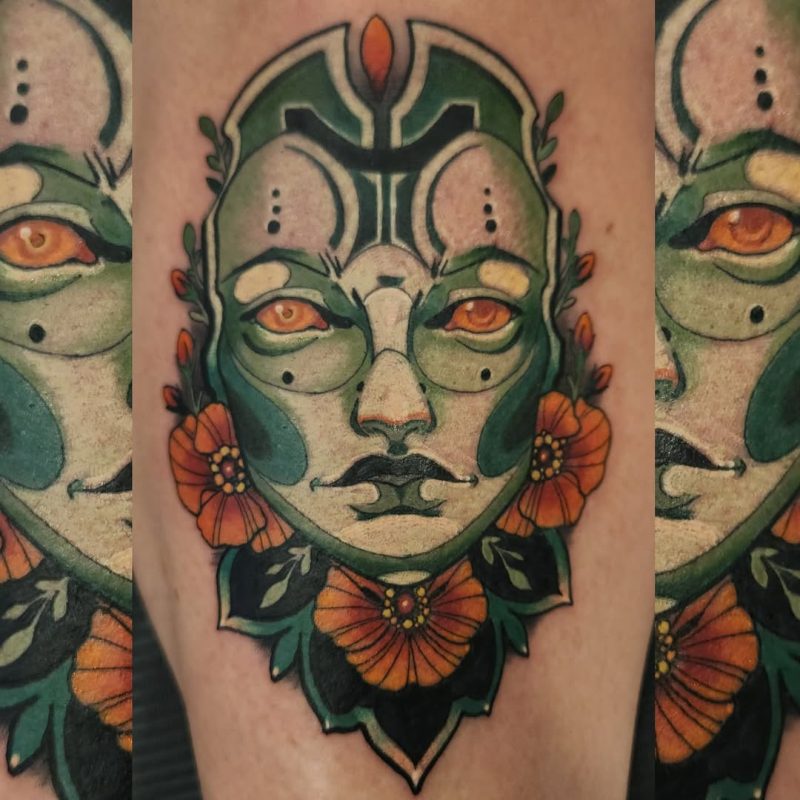Green Masked Face