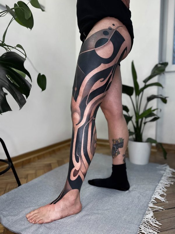 Abstract Blackwork Leg