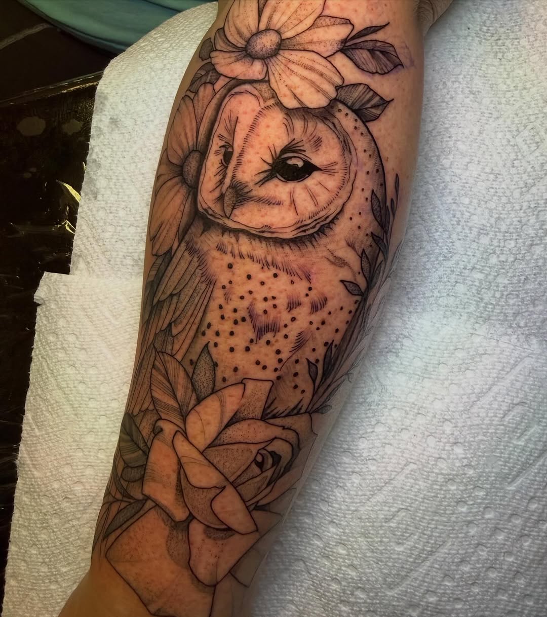 Owl and Flowers