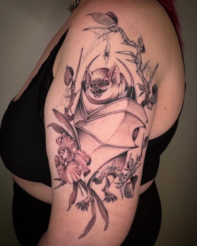 Bat and Flowers