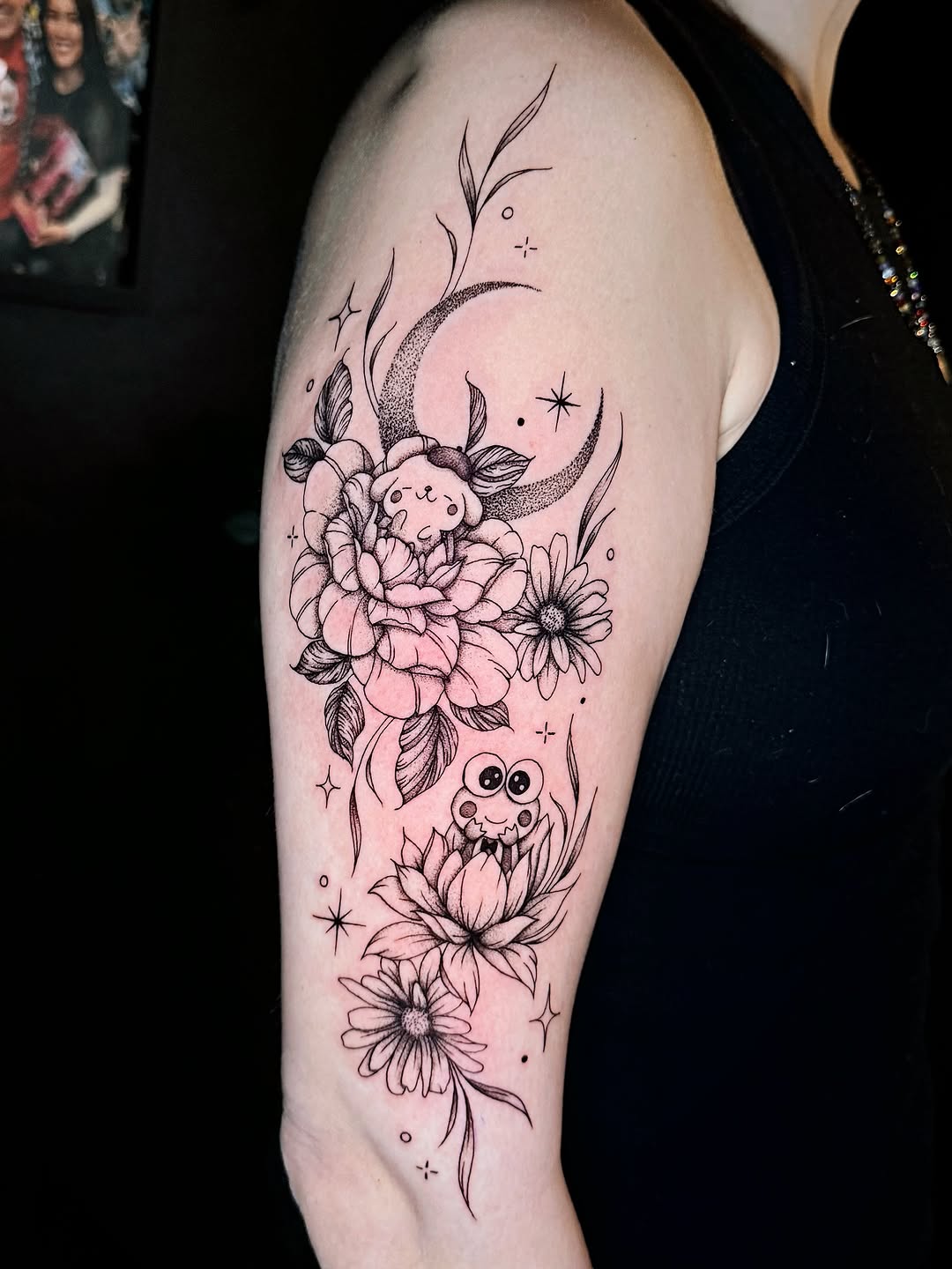 Floral Moon Tattoo