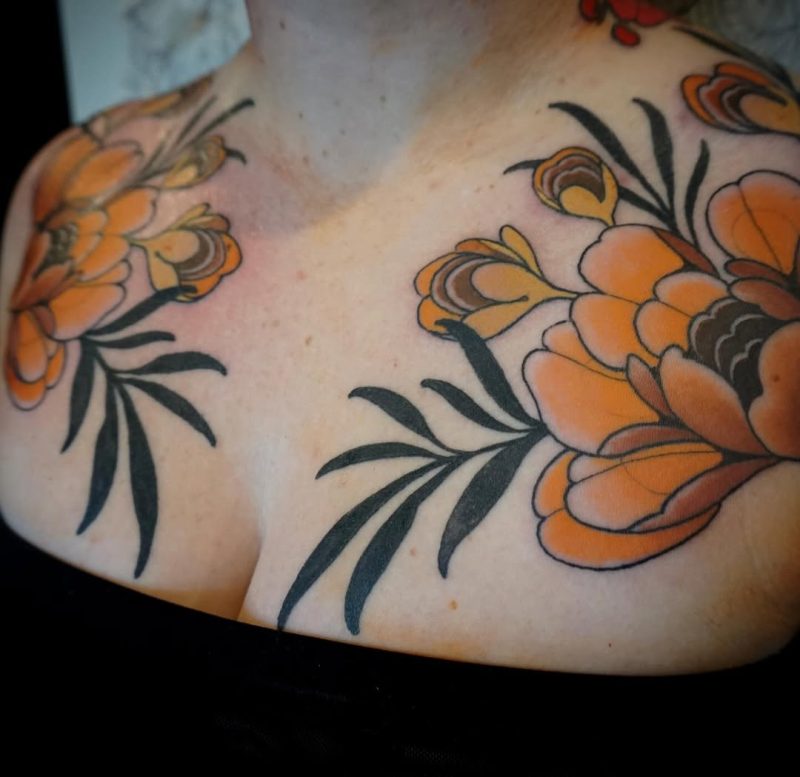 Orange Floral Chest