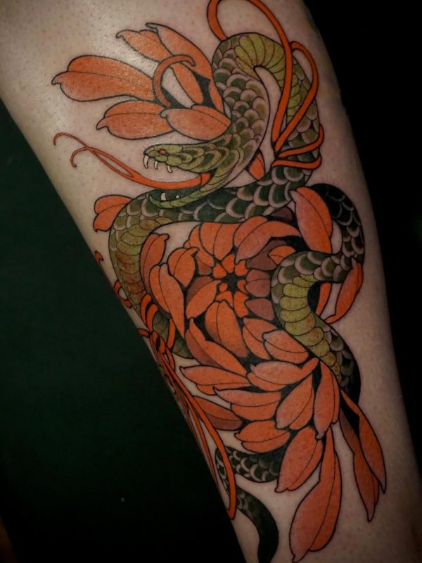 Snake and Flowers