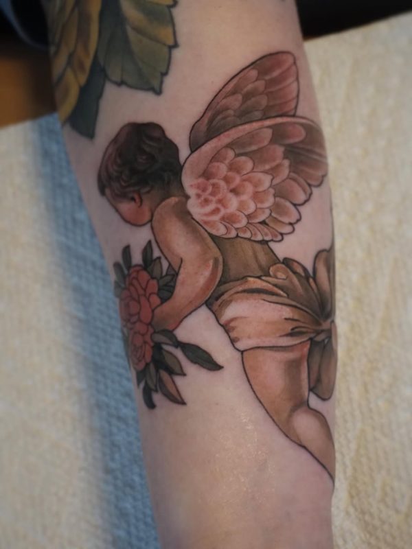 Cherub with Flowers