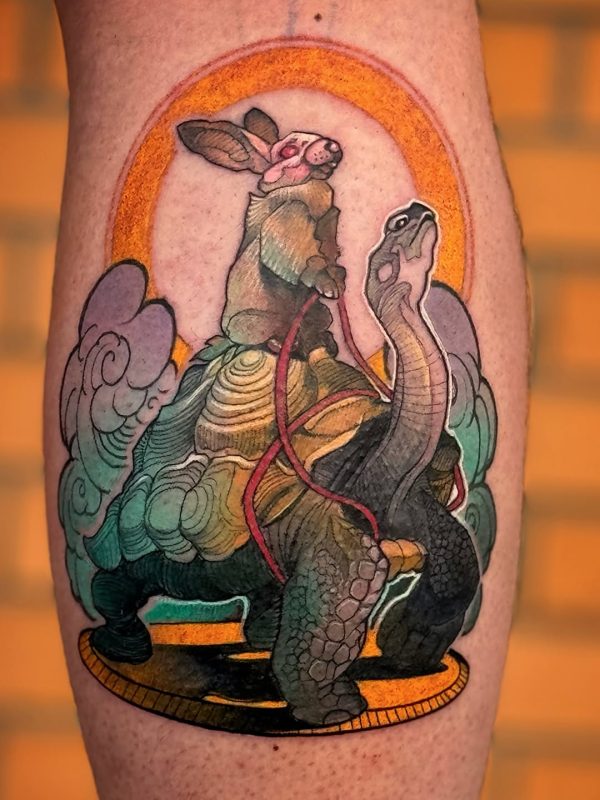 Rabbit on Turtle