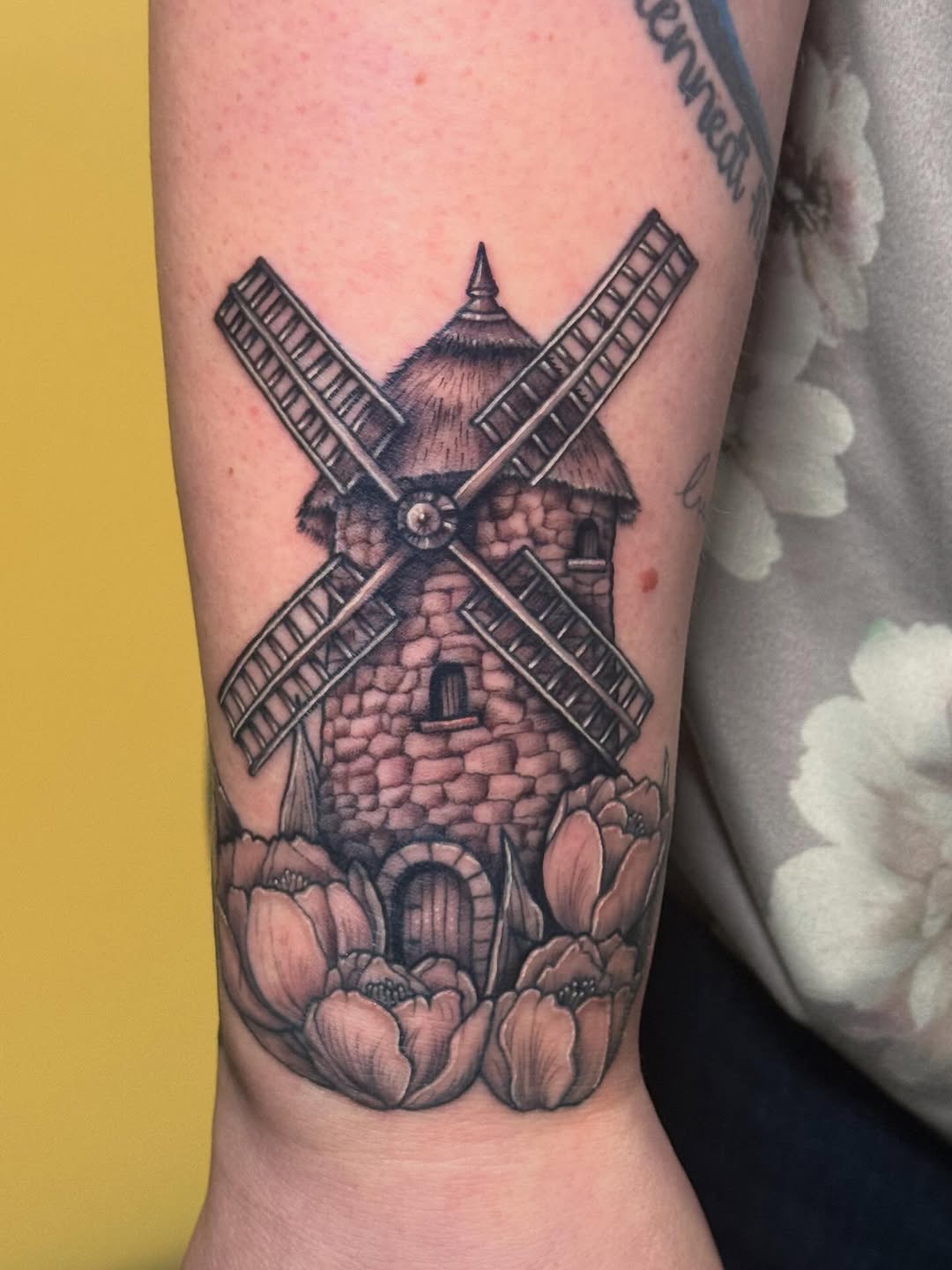 Windmill and Flowers