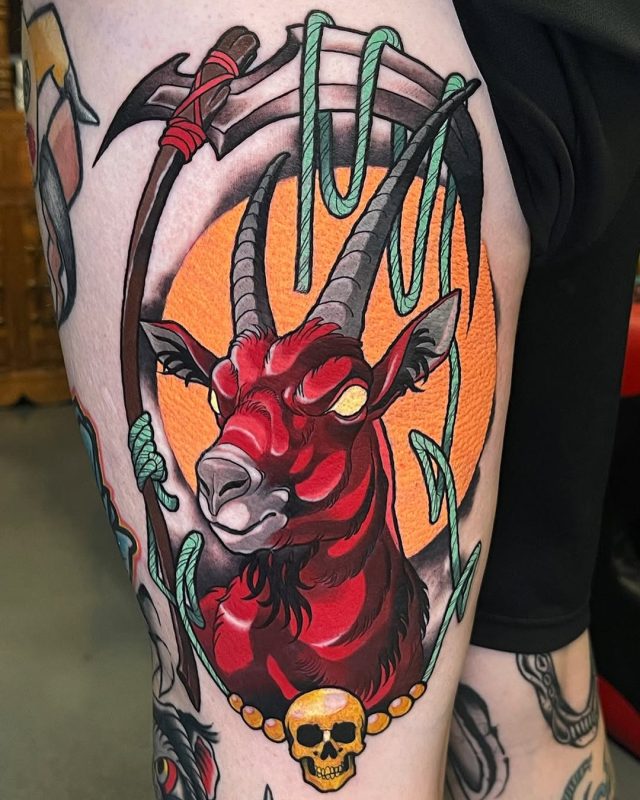 Red Goat Skull