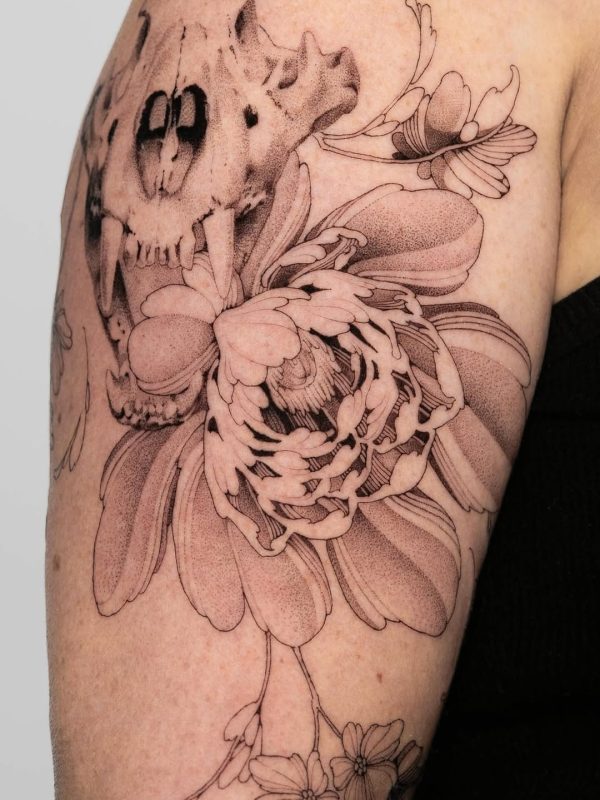 Skull and Flower