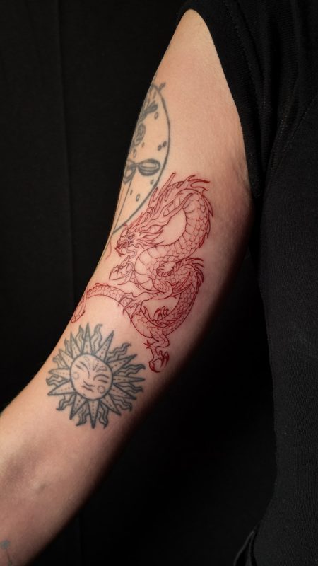 Red Outline Dragon