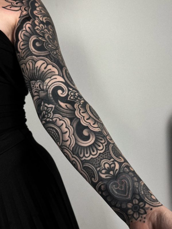 Blackwork Floral Sleeve
