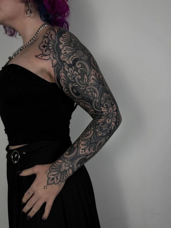 Blackwork Floral Sleeve