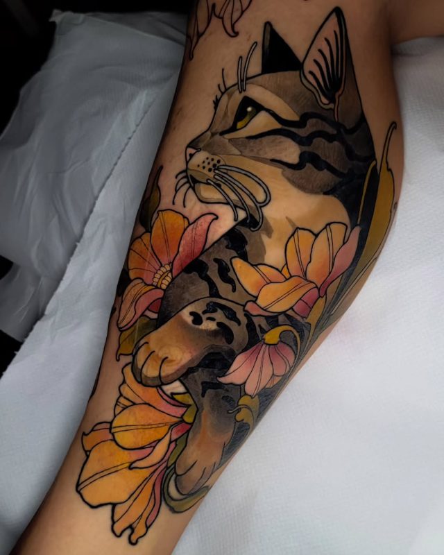 Cat and Flowers