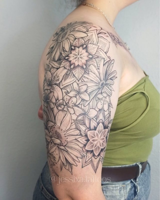 Floral Dotwork Sleeve
