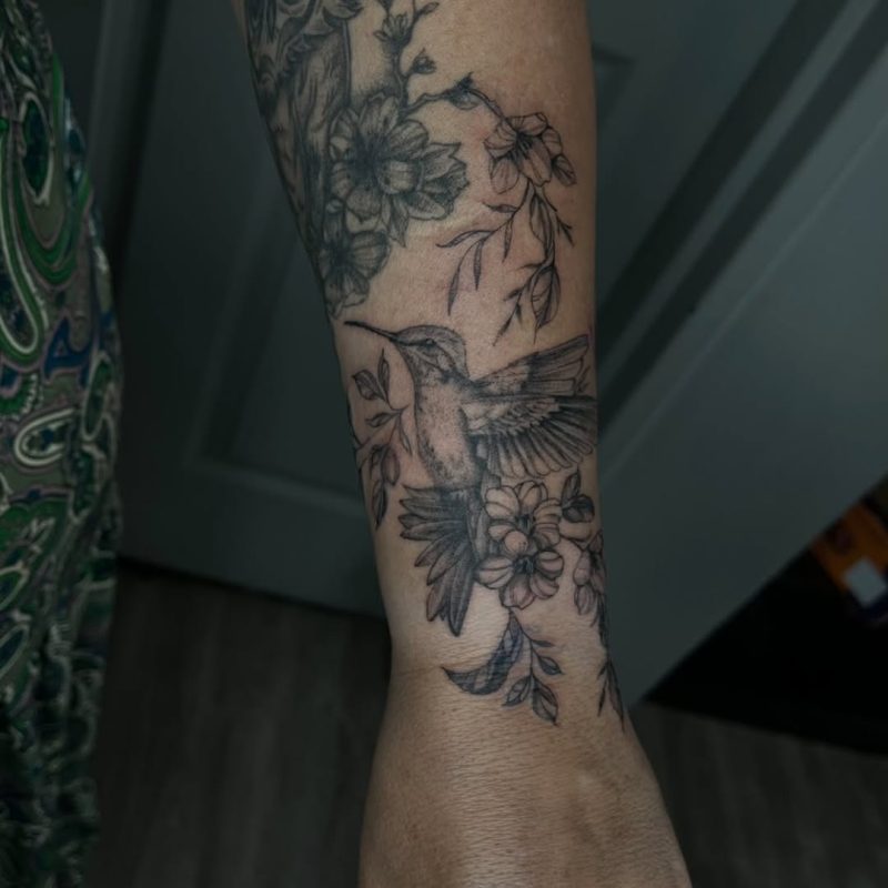 Hummingbird and Flowers