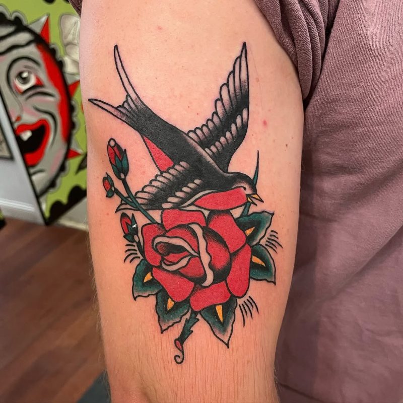 Swallow and Rose