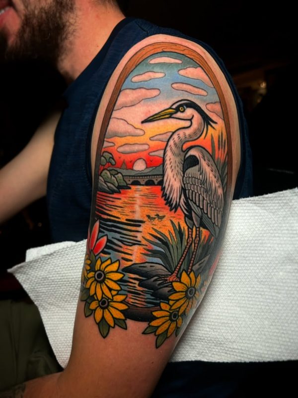 Heron Sunset
