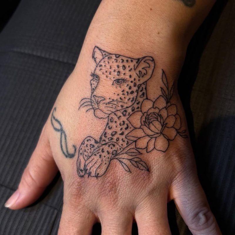 Leopard with Flower