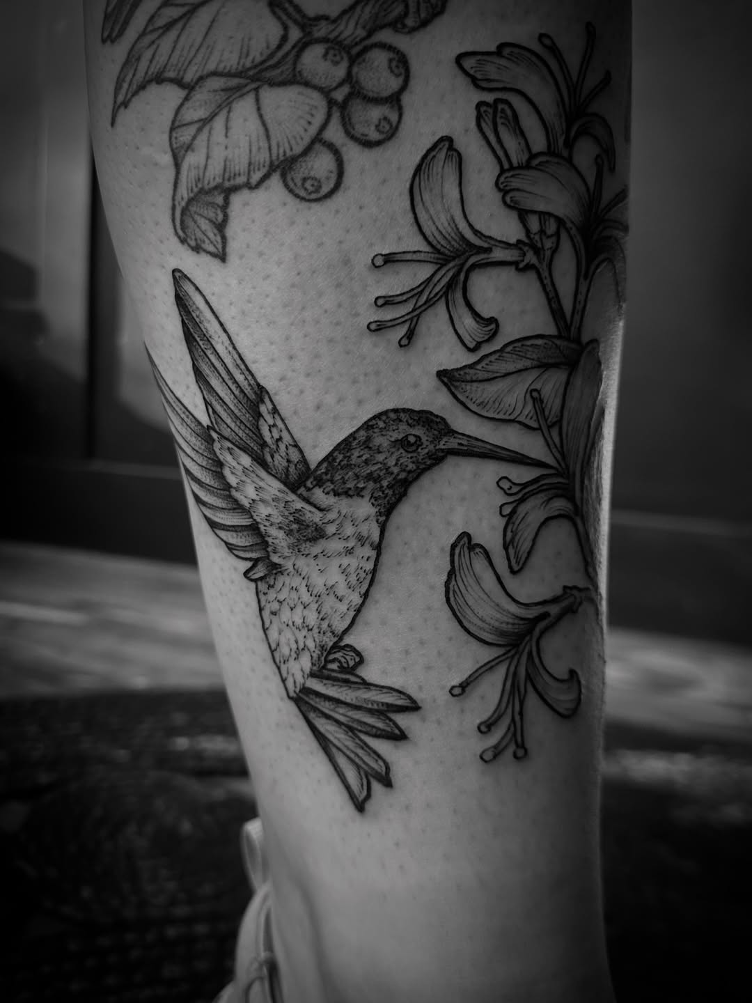 Hummingbird and Flowers