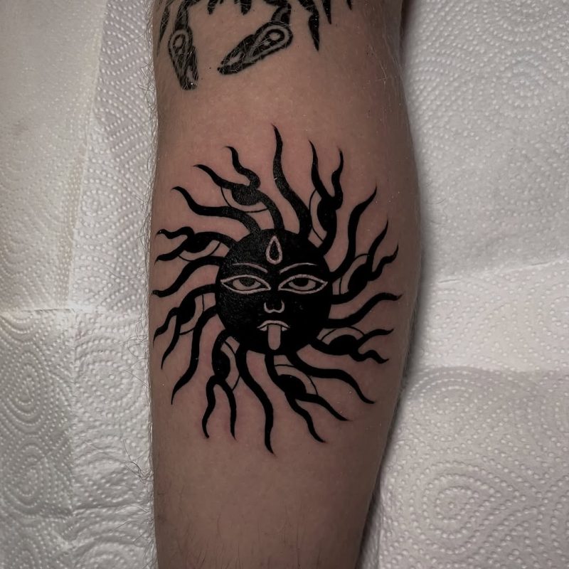 Blackwork Sun Face