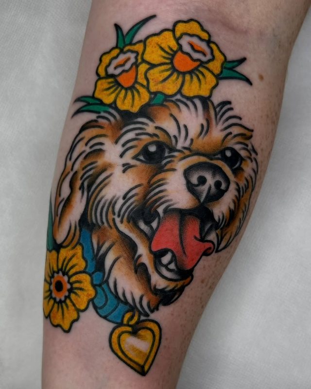 Dog with Flowers