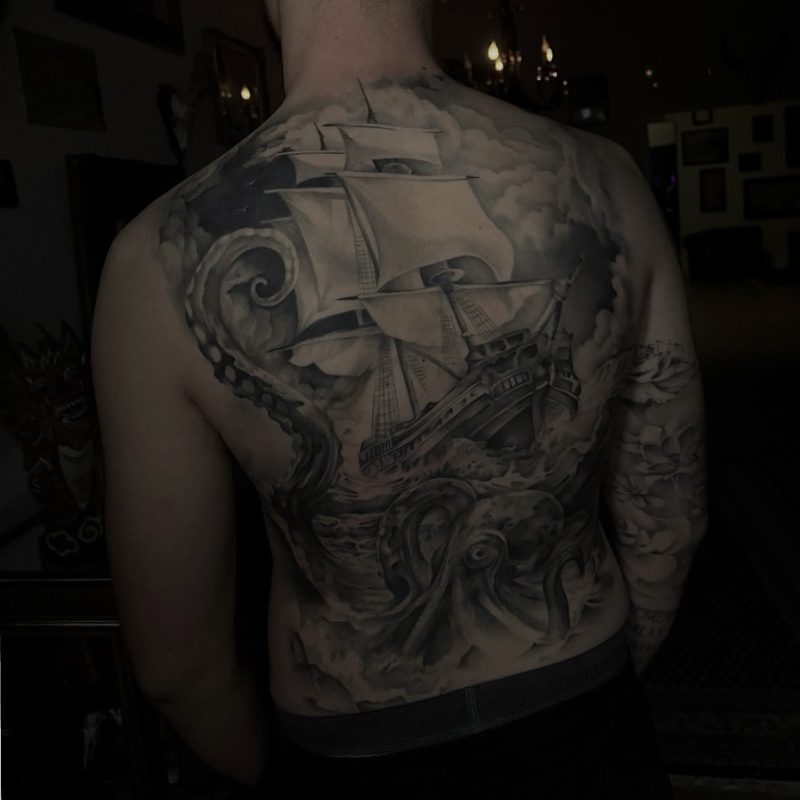Ship and Kraken