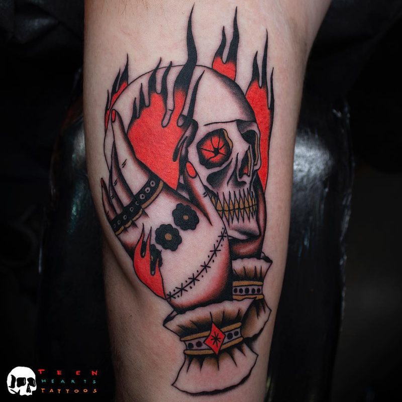 Flaming Skull Hand