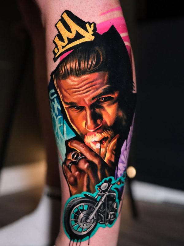 Realistic biker portrait
