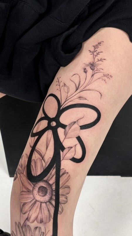 Floral Black Ribbon