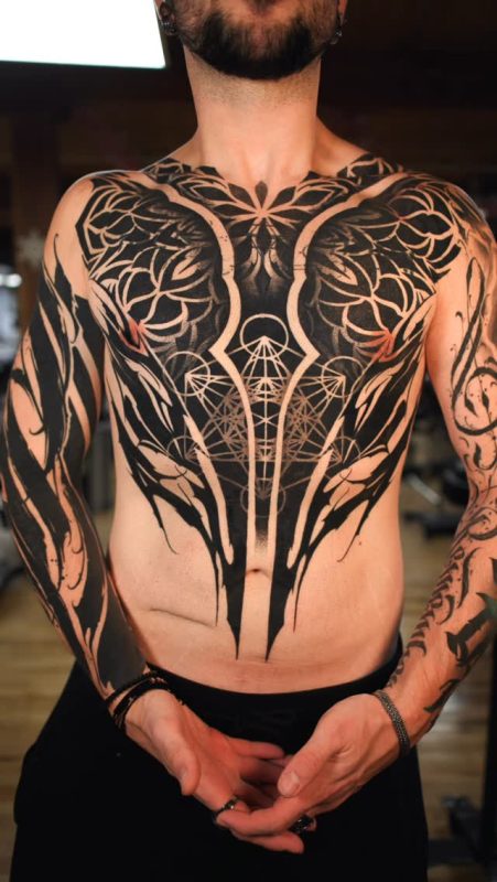 Geometric Blackwork Chest