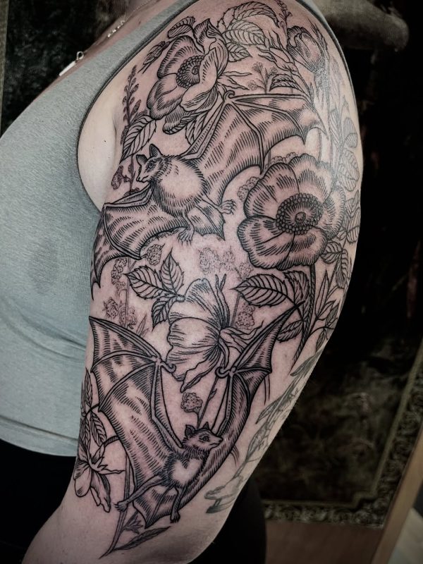 Bat Floral Sleeve