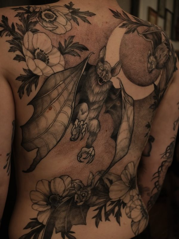Bat Moon Tattoo