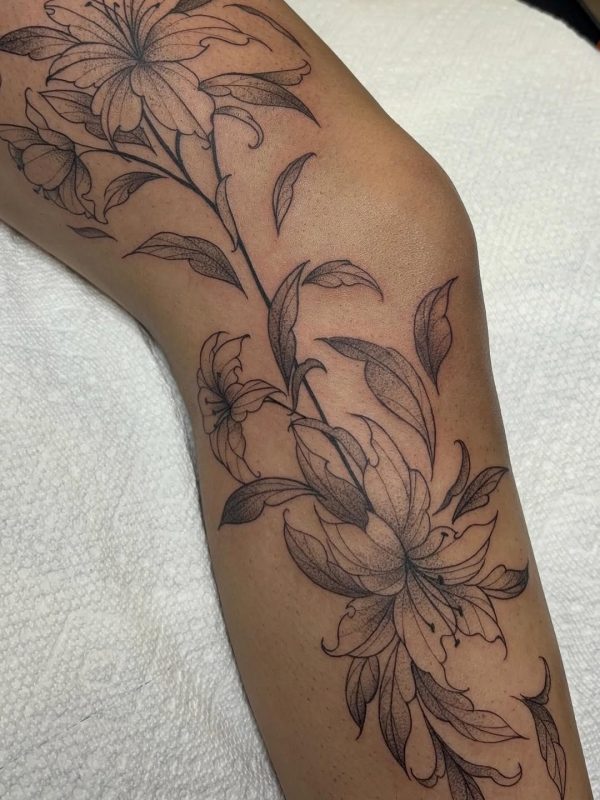 Floral Knee Tattoo