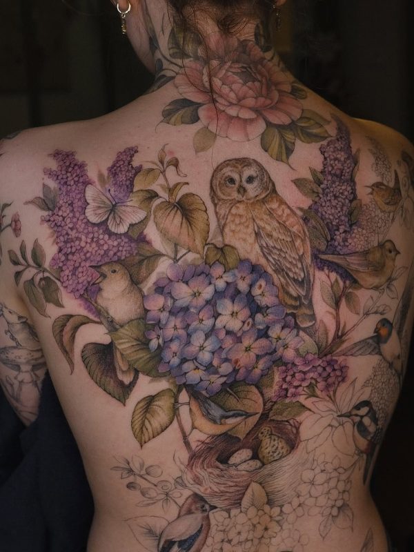 Floral Bird Scene