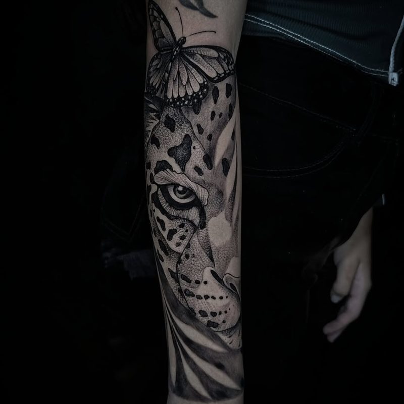 Leopard and Butterfly