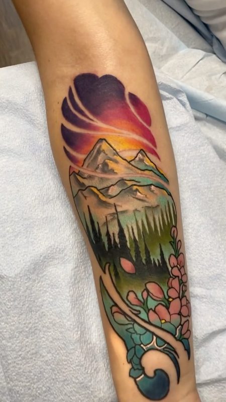 Mountain Floral Scene