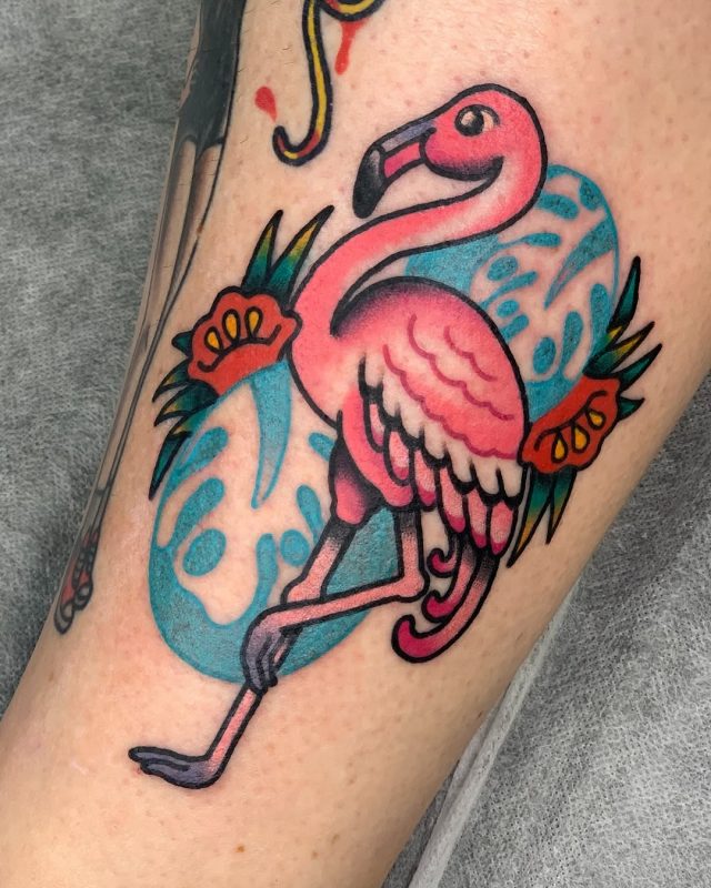 Flamingo with Flowers