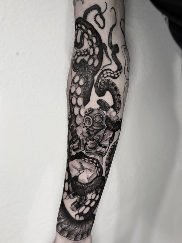 Diver and Octopus