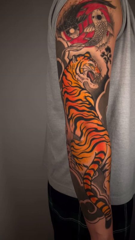Tiger and Koi