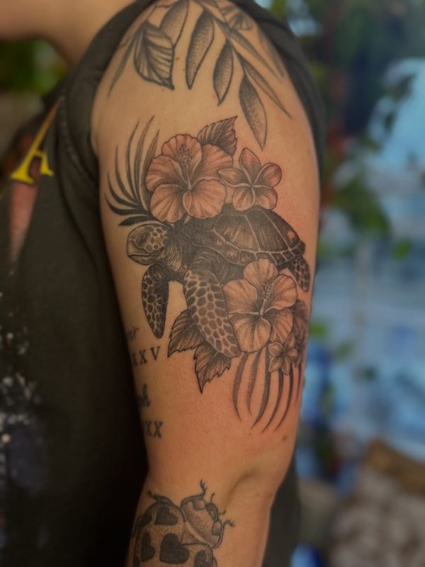 Turtle and Flowers
