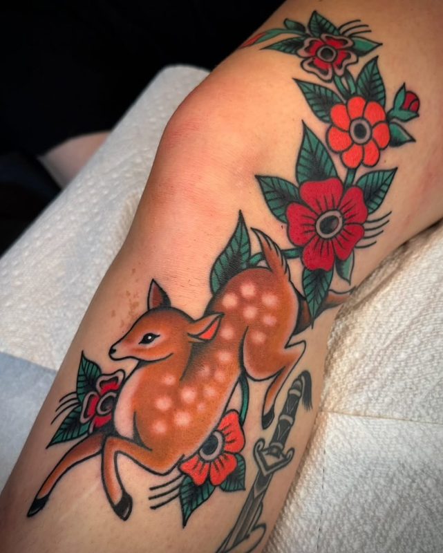 Deer and Flowers