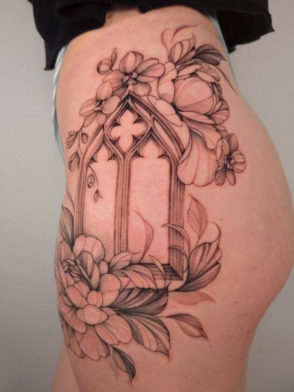 Floral Gothic Window