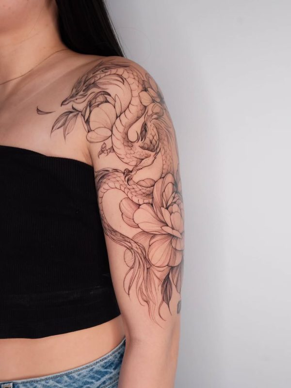 Dragon and Flowers