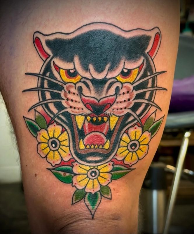 Panther and Flowers