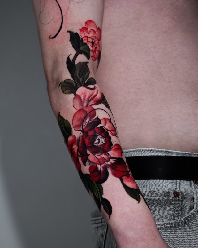 Red Floral Forearm