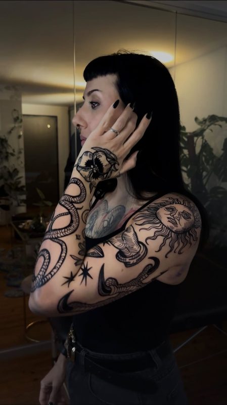 Blackwork Sun Sleeve
